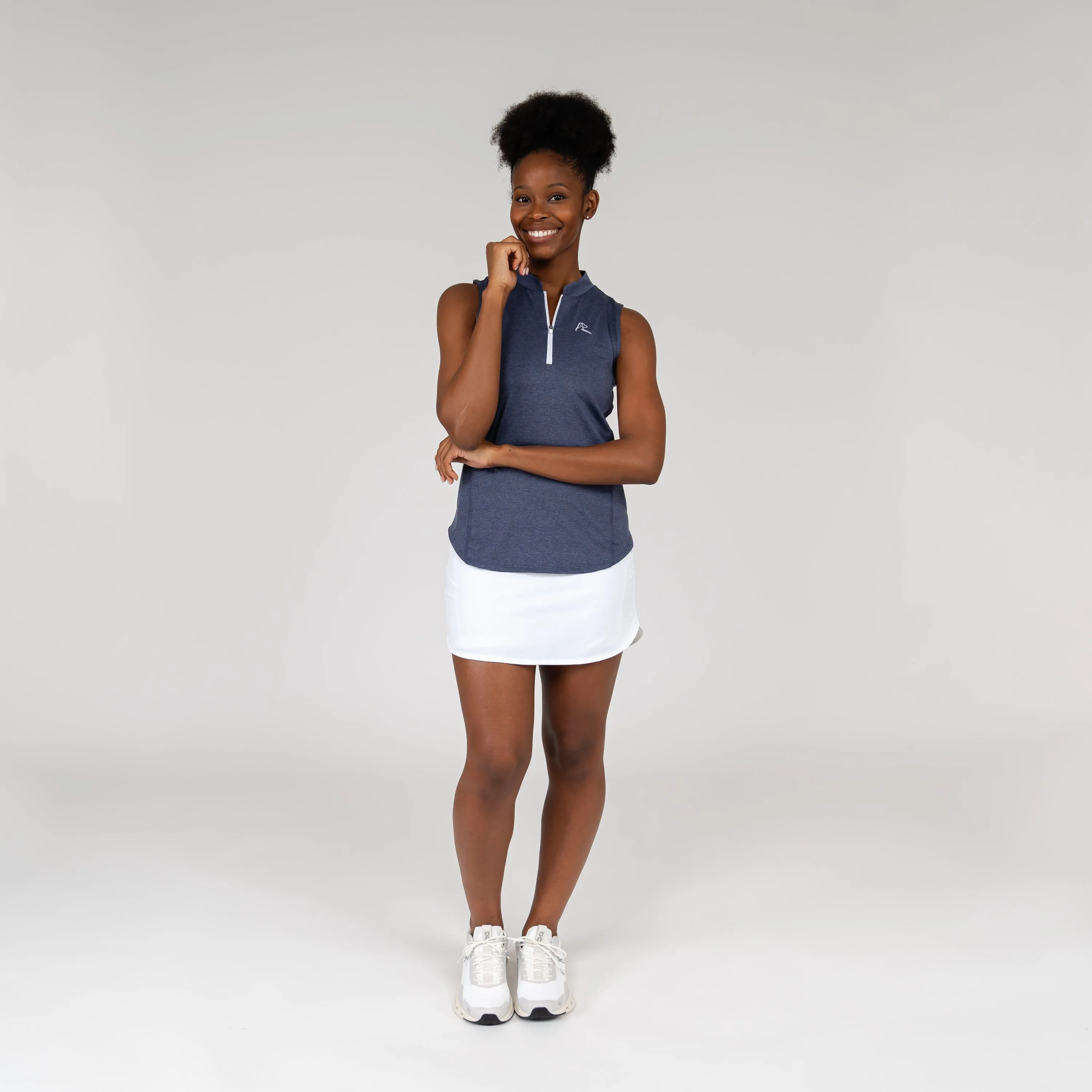 Heather Sleeveless Zip | Heather - Annapolis Blue/Blue Steel