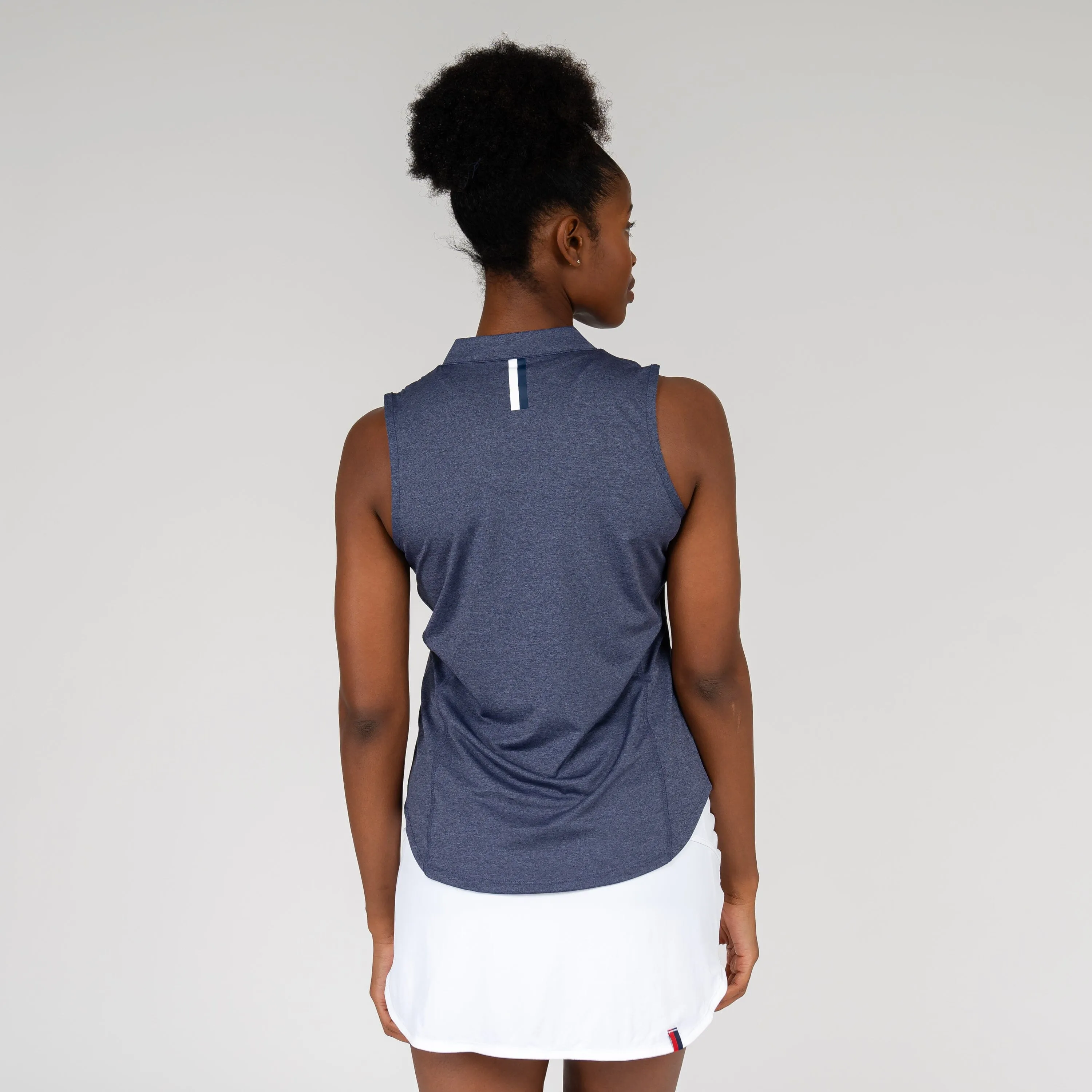 Heather Sleeveless Zip | Heather - Annapolis Blue/Blue Steel