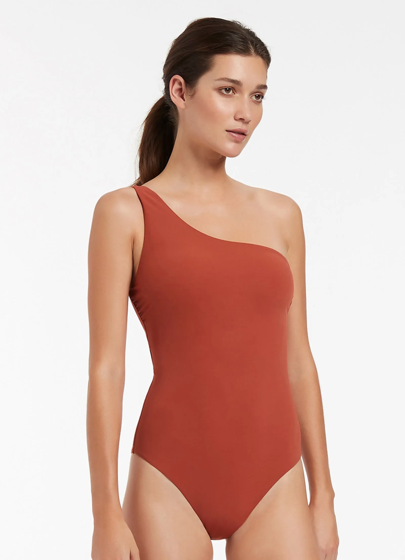 Jetset One Shoulder One Piece - Russet