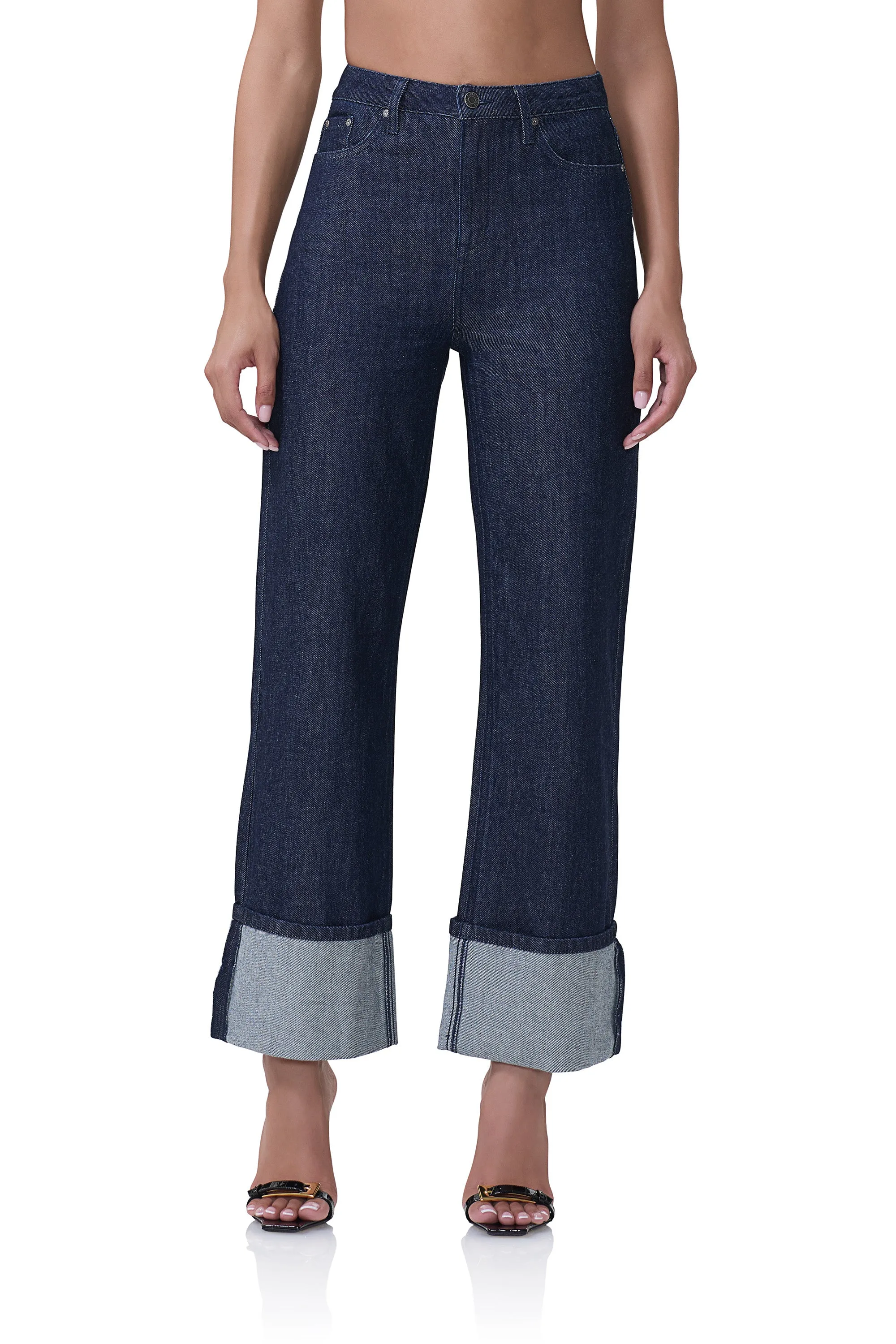 Kendall Wide Cuff Pant - Dark Rinse Wash