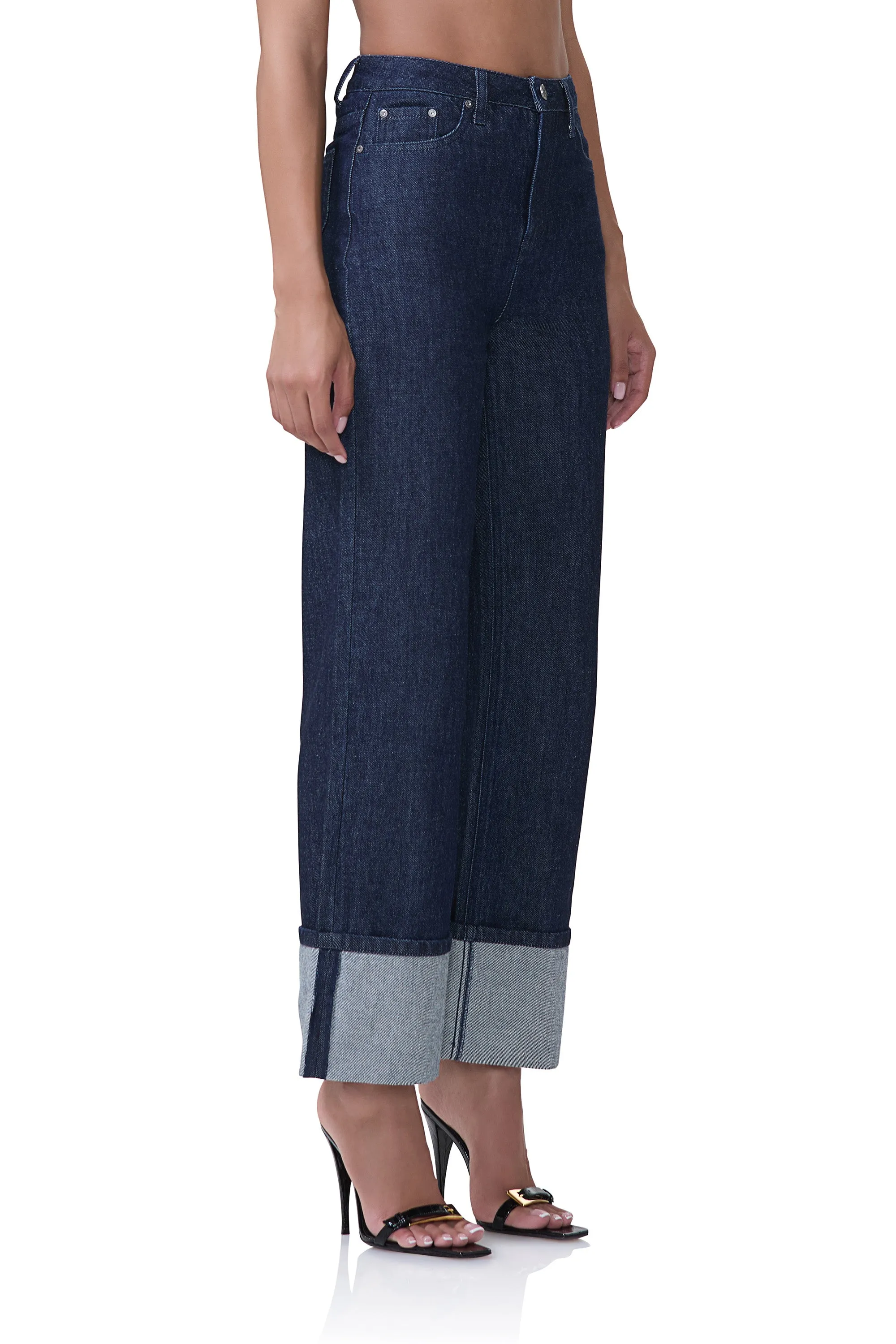 Kendall Wide Cuff Pant - Dark Rinse Wash