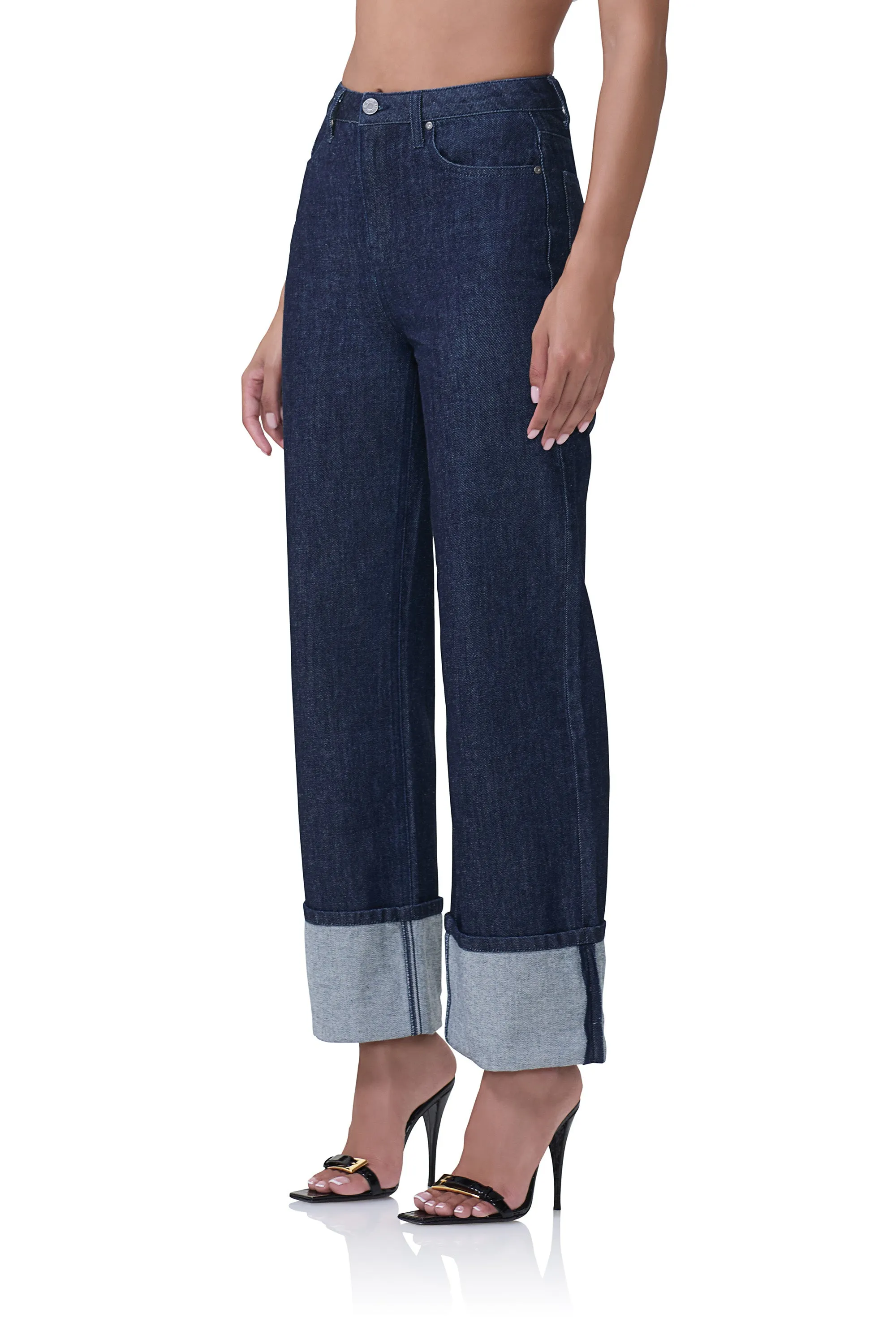 Kendall Wide Cuff Pant - Dark Rinse Wash