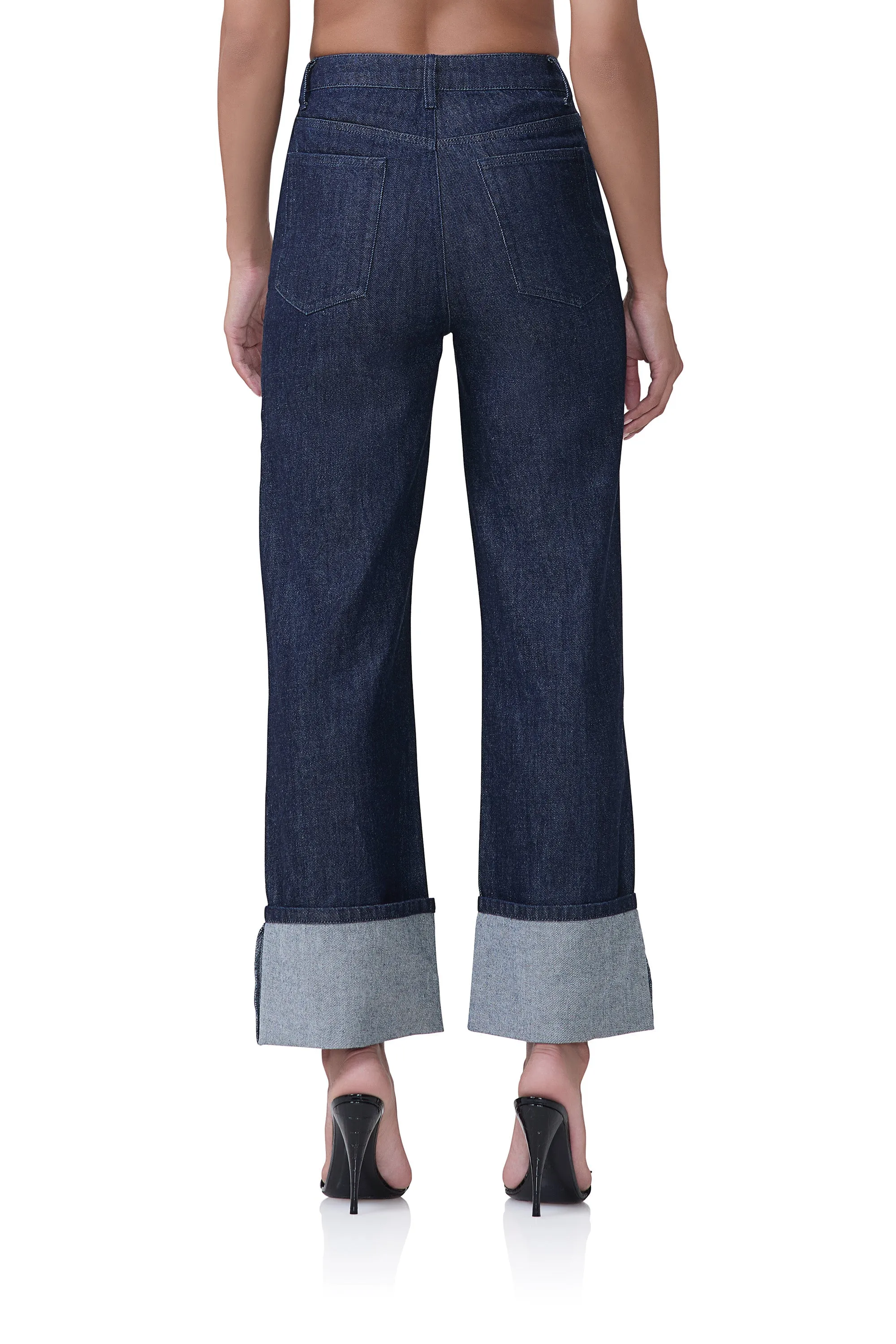 Kendall Wide Cuff Pant - Dark Rinse Wash