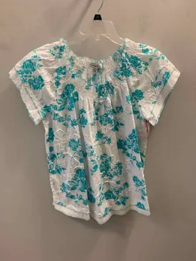 KIM ROGERS Tops Size PM AQUA/WHT Floral TOP