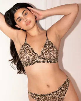 Lace Triangle Bralette Gold Leopard