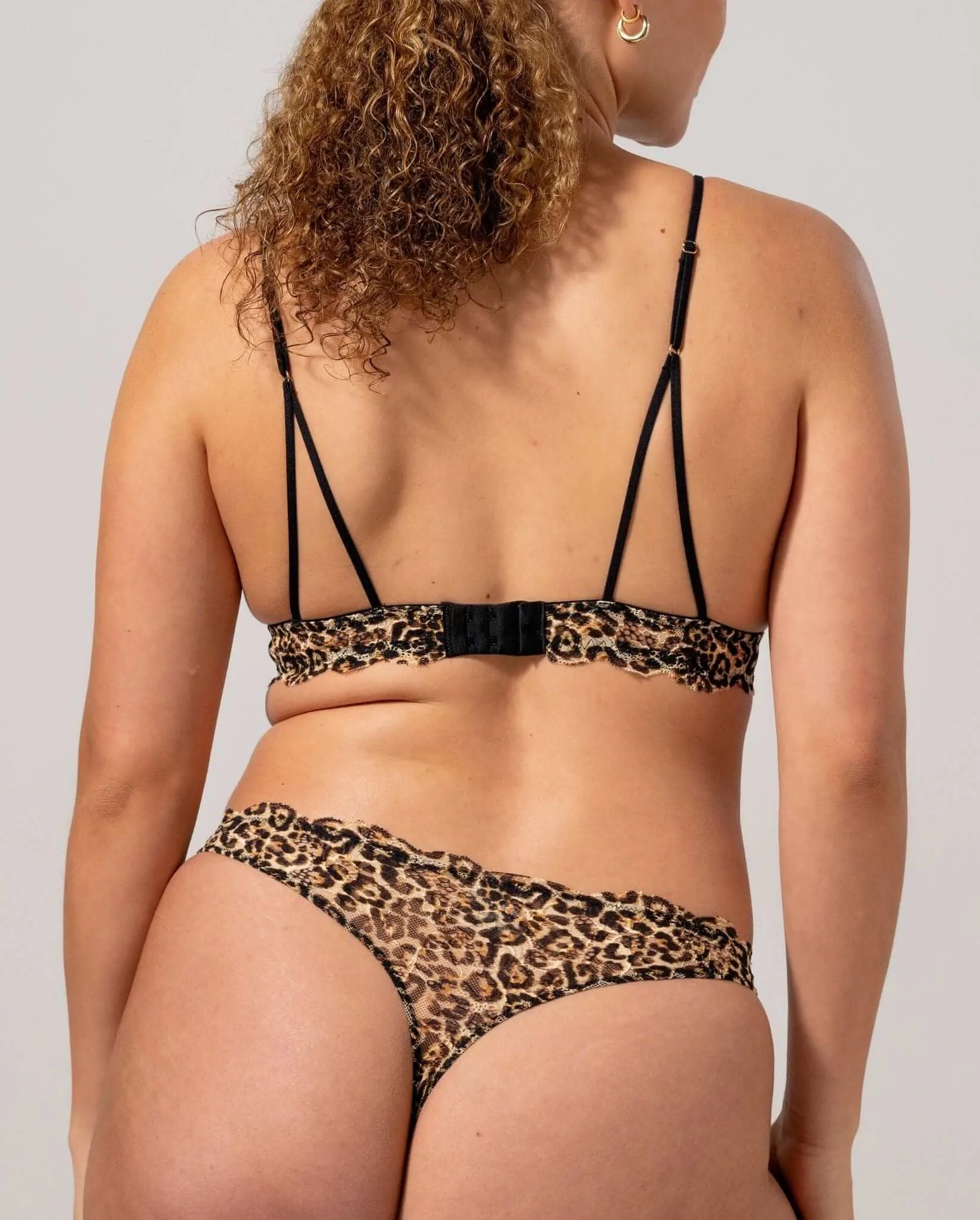 Lace Triangle Bralette Gold Leopard