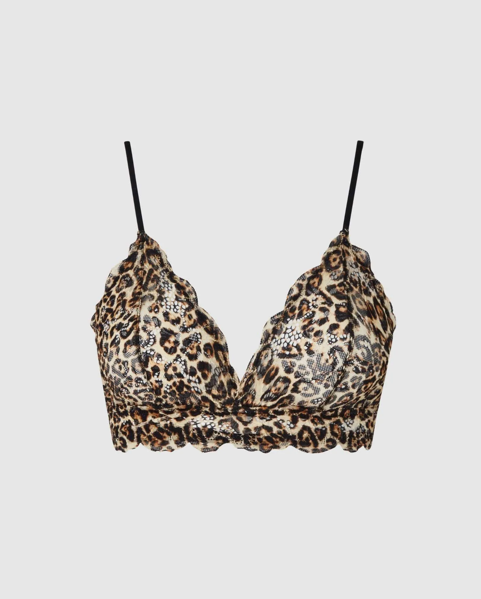 Lace Triangle Bralette Gold Leopard