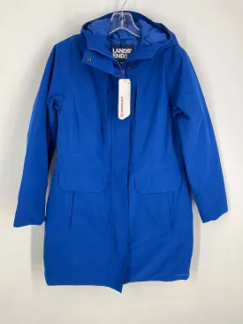 Lands End Size S Blue Grid Hooded NEW Coats Coat