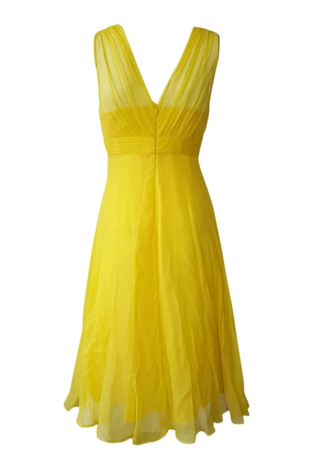 L.K. BENNETT Yellow Chiffon Sleeveless Dress (UK 8)