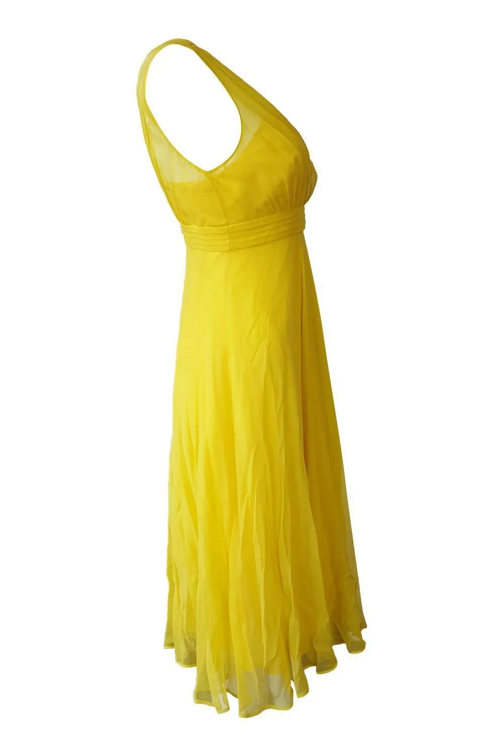 L.K. BENNETT Yellow Chiffon Sleeveless Dress (UK 8)