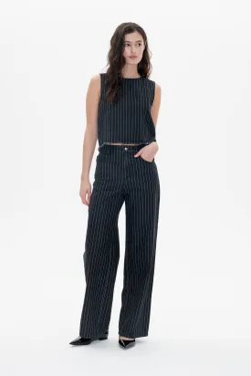 MADINE | Black Pinstripe Denim