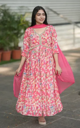 Malarvizhi Peach (Kurti Dupatta)