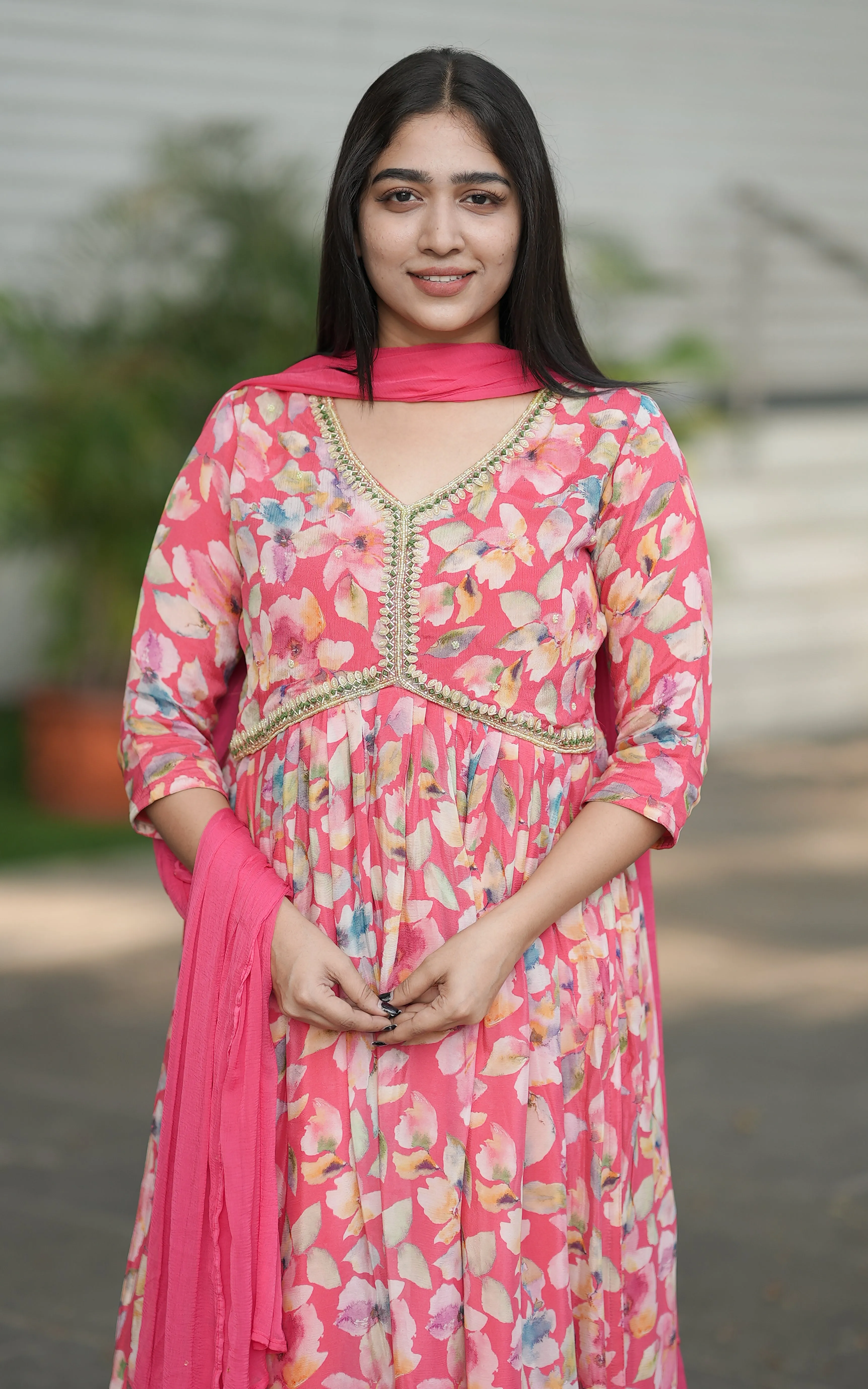 Malarvizhi Peach (Kurti Dupatta)