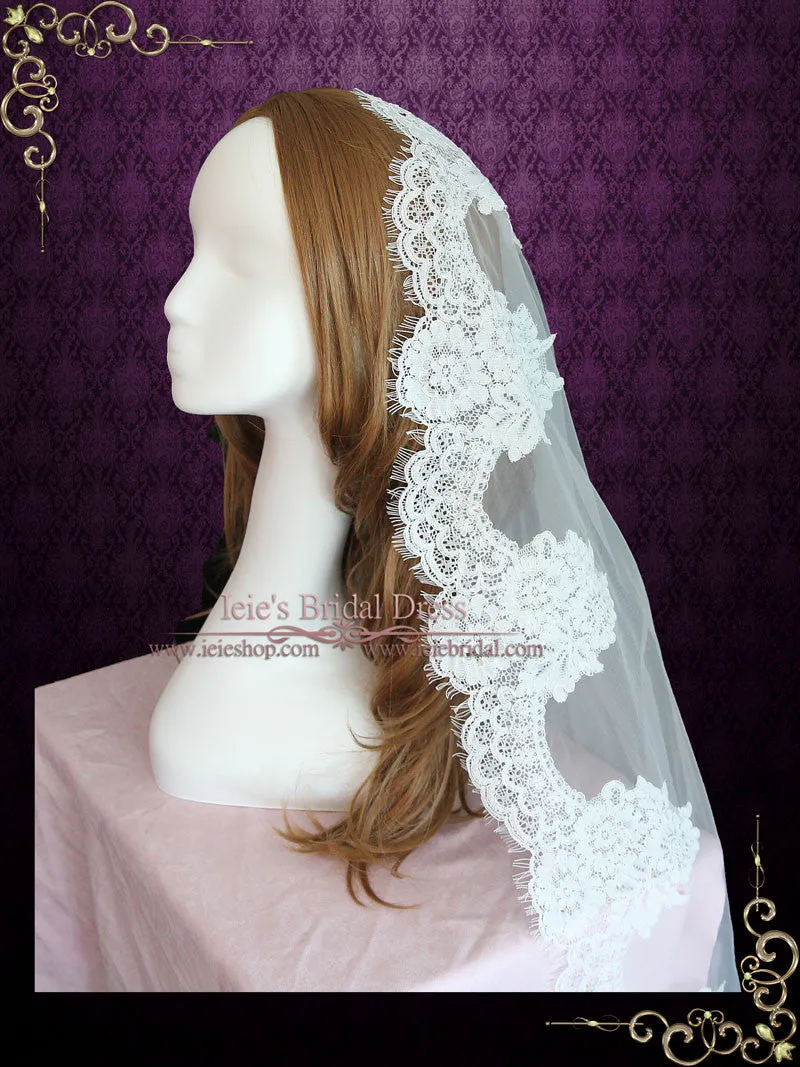 Mantilla Lace Wedding Veil with Eyelash Edge | VG1059