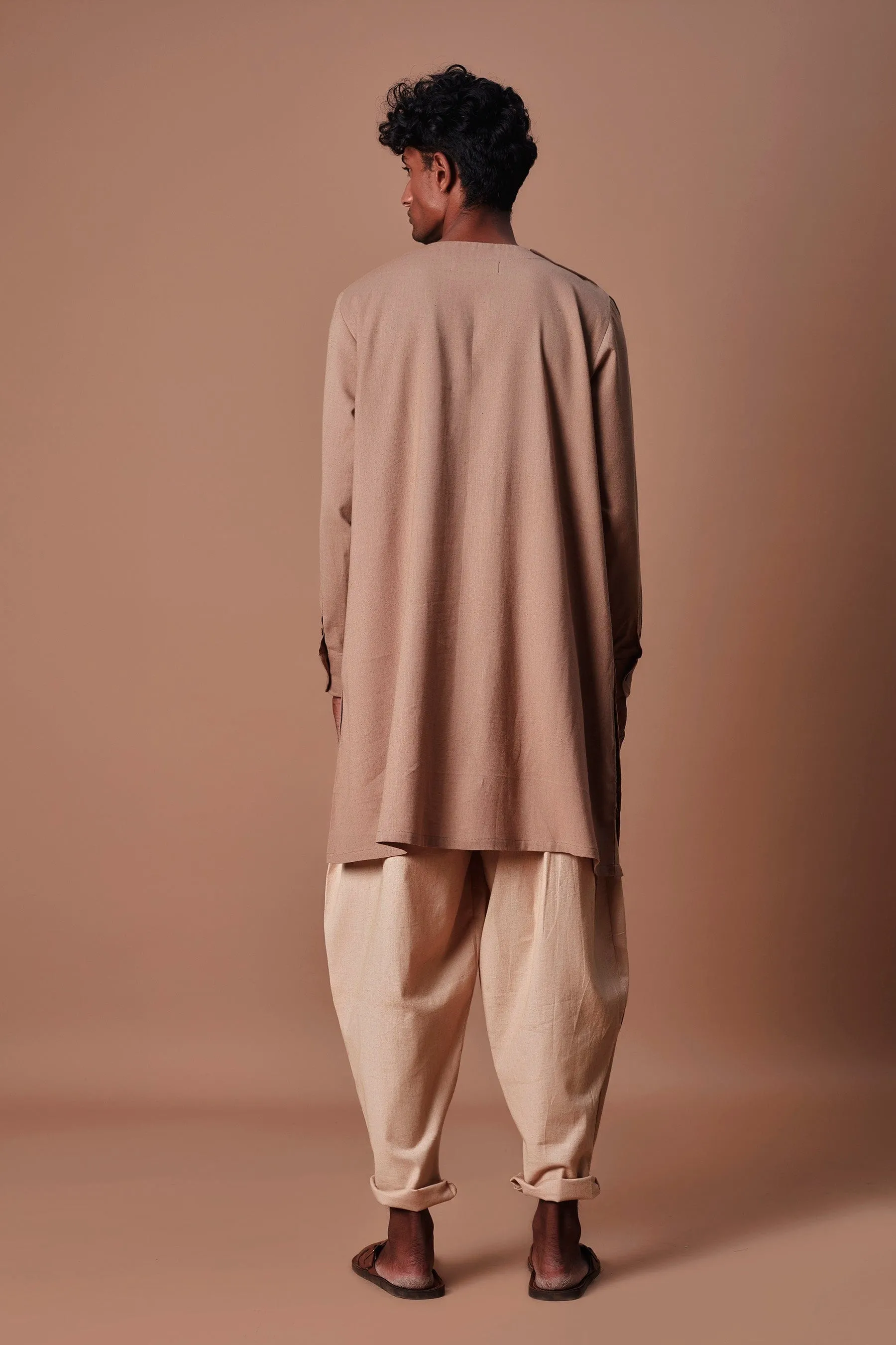 Mati Men's Brown Side Buttoned Kurta