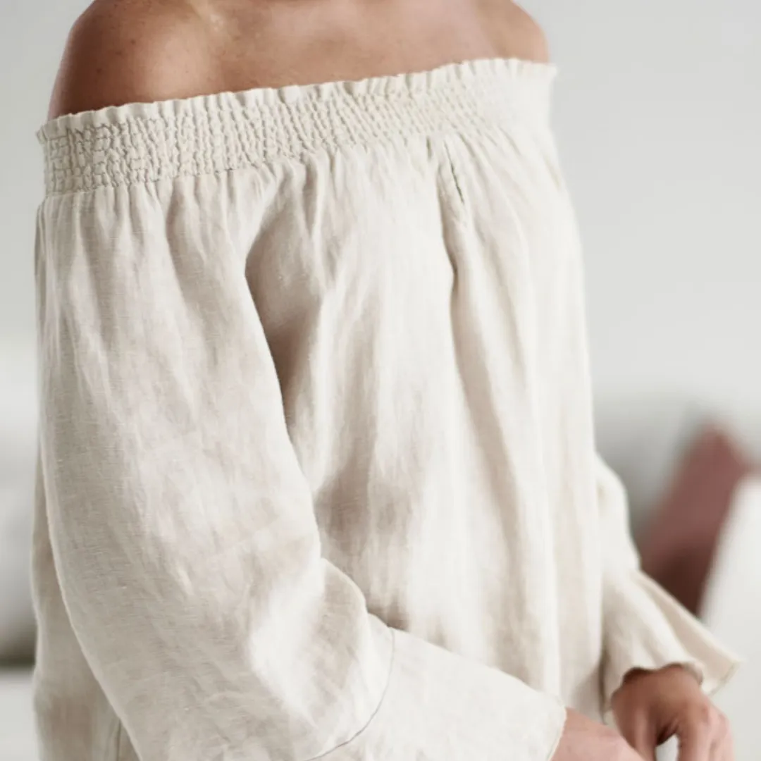 MAYLA | OFF-SHOUDER LINEN TOP