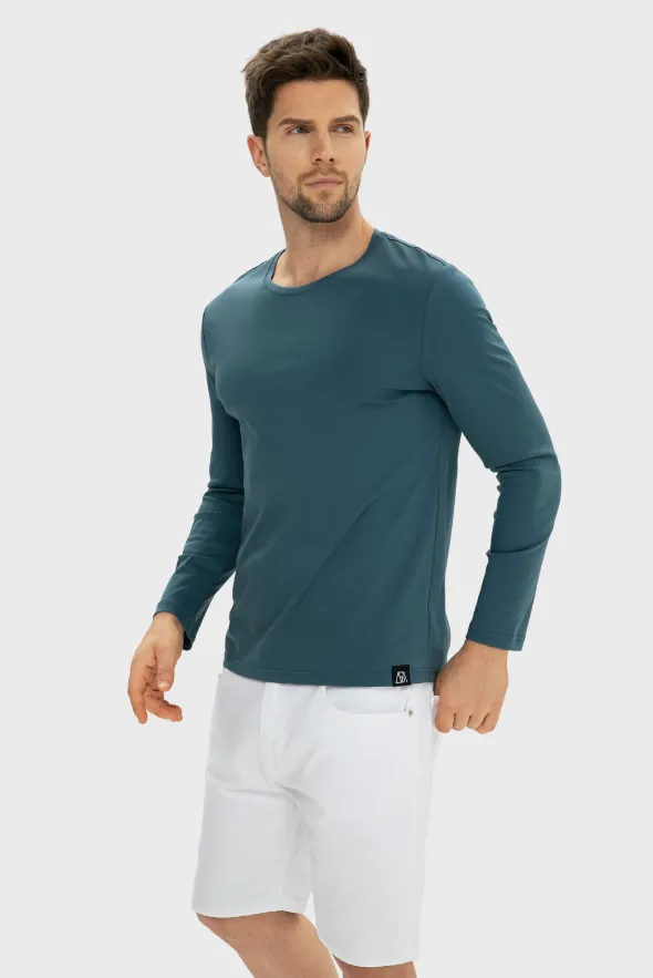 Men Crew-Neck Long Sleeves Cotton T-Shirt