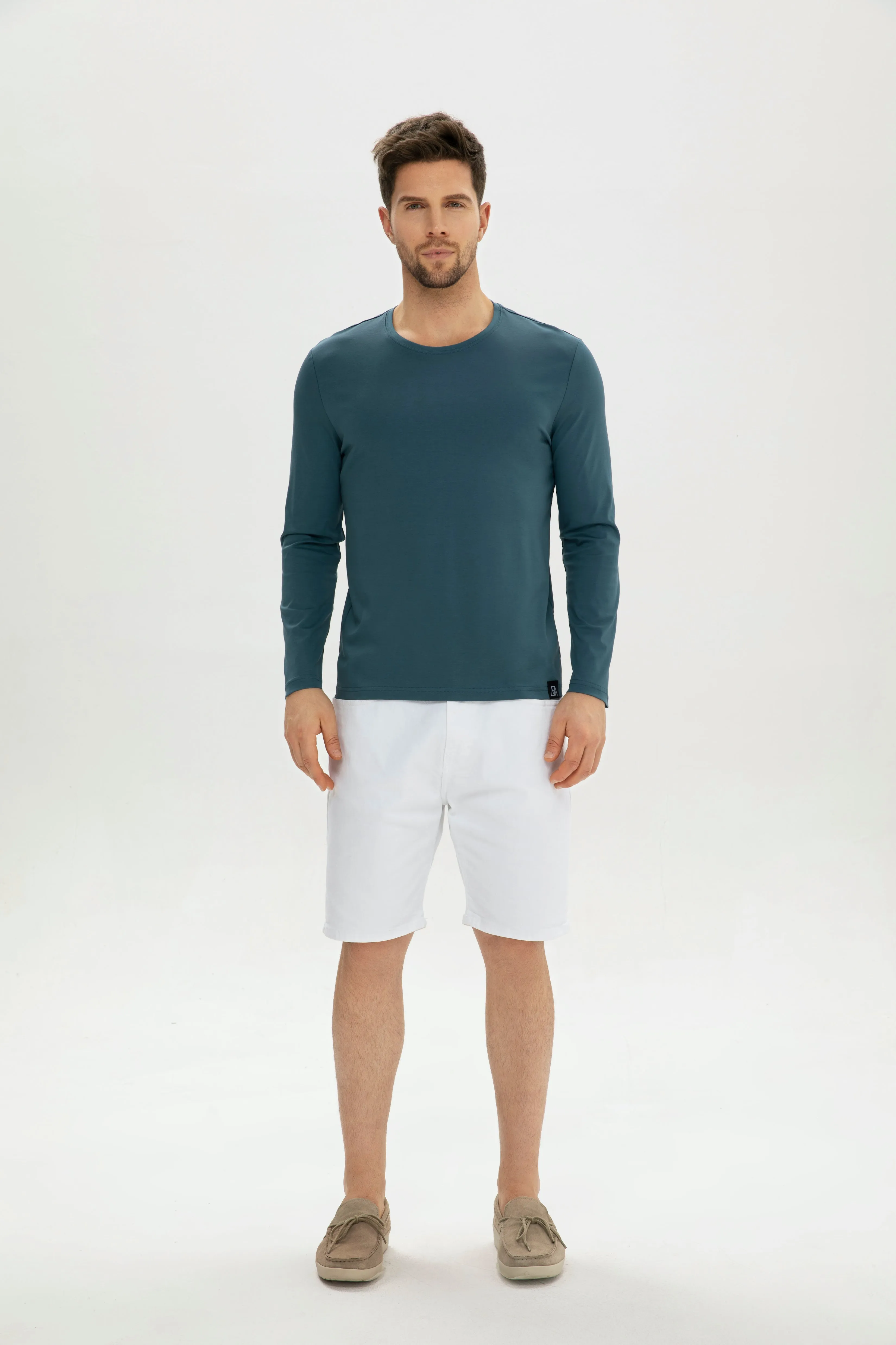 Men Crew-Neck Long Sleeves Cotton T-Shirt