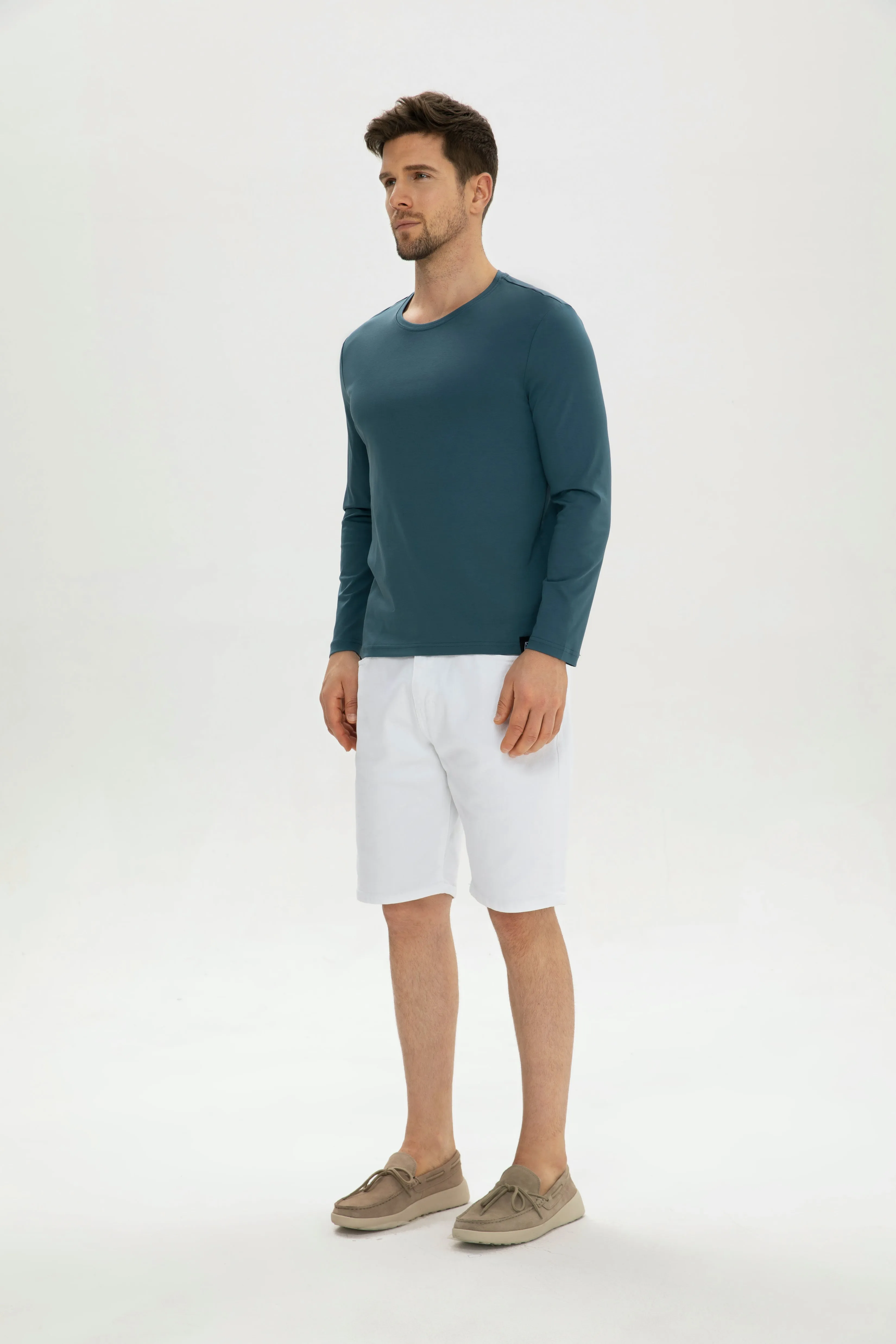 Men Crew-Neck Long Sleeves Cotton T-Shirt