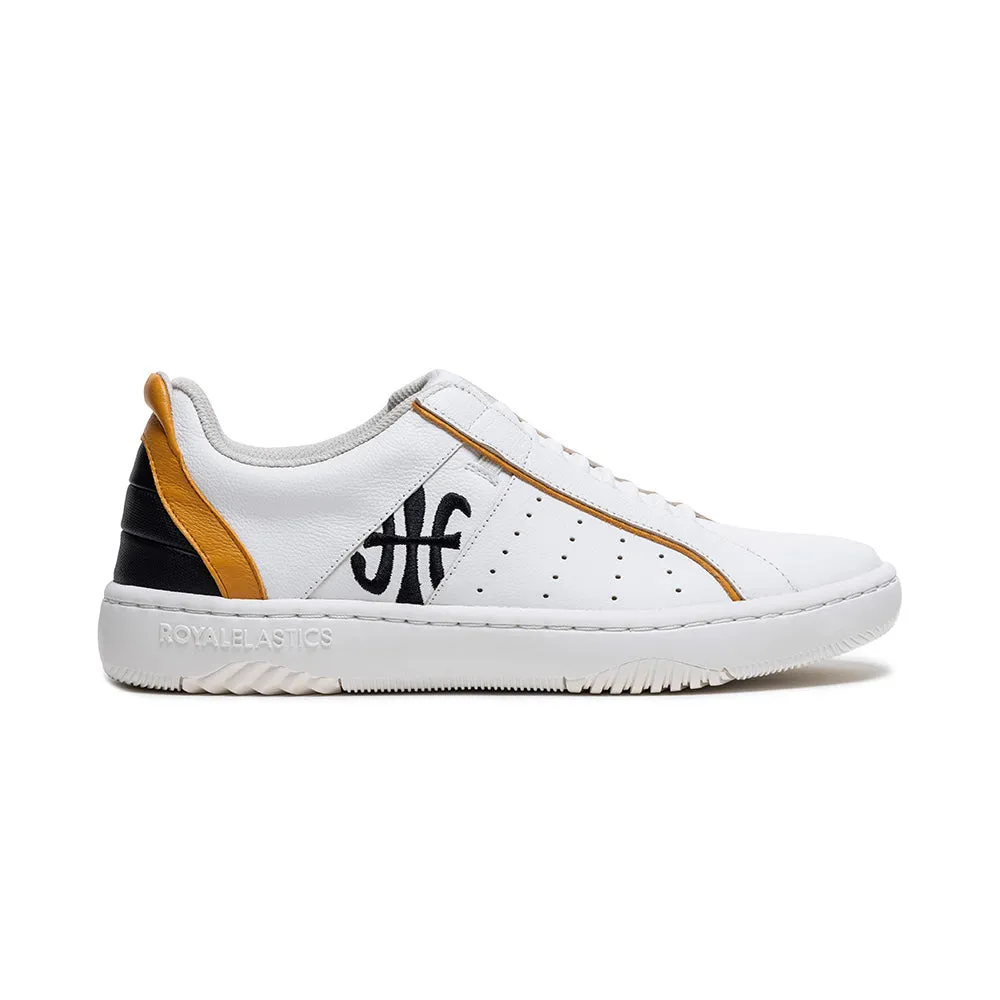 Men's Icon 2.0X White Black Yellow Leather Sneakers 06323-092