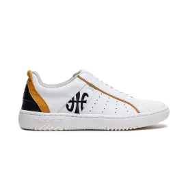 Men's Icon 2.0X White Black Yellow Leather Sneakers 06323-092