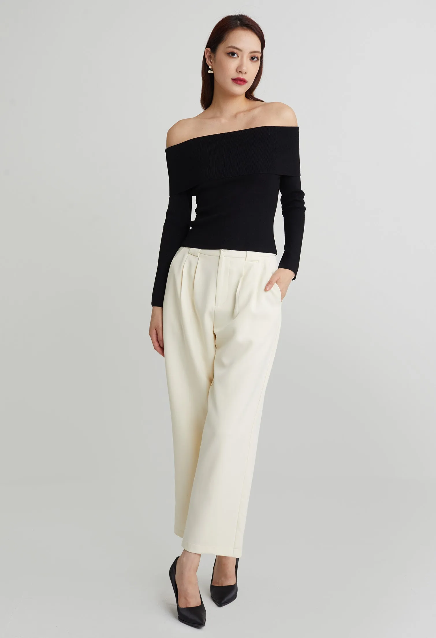 Off-Shoulder Ribbed Top