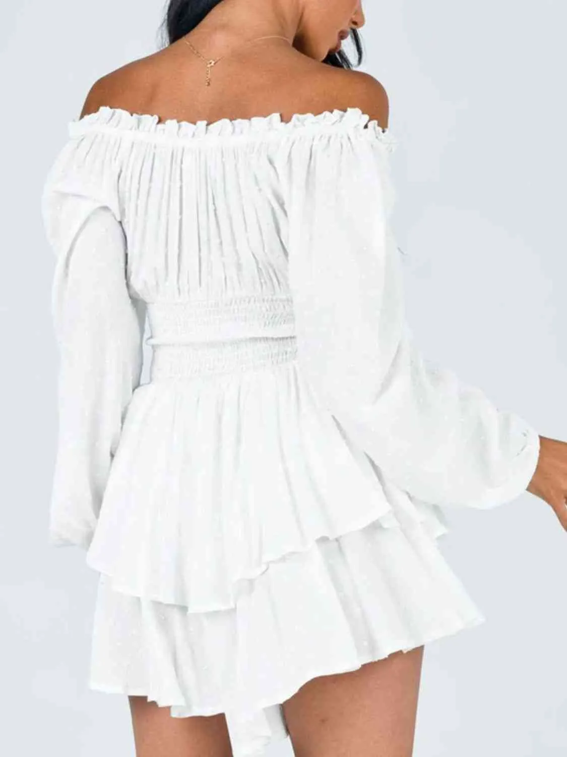 Off Shoulder Smocked Waist Romper