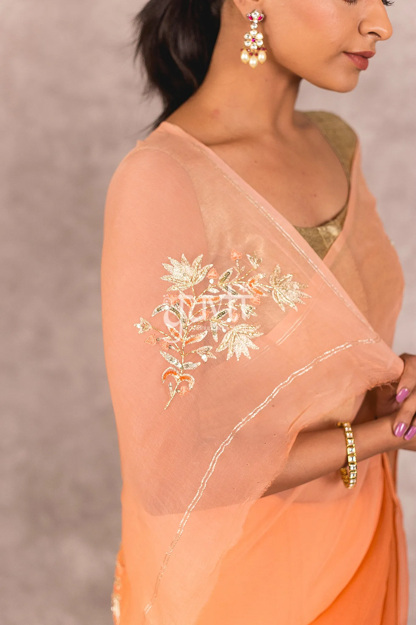 Orange Chiffon Saree