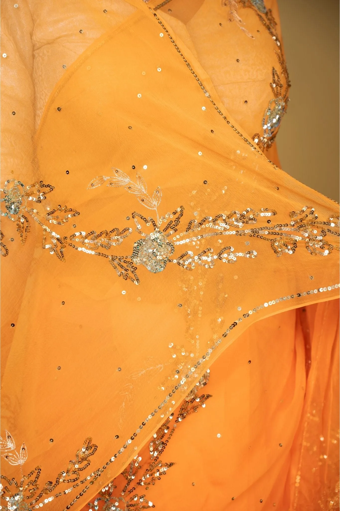 Orange Chiffon Saree