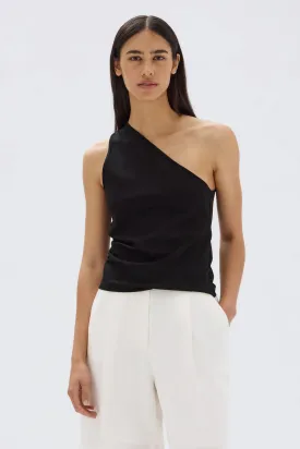 Orchid Jersey One Shoulder Top - Black