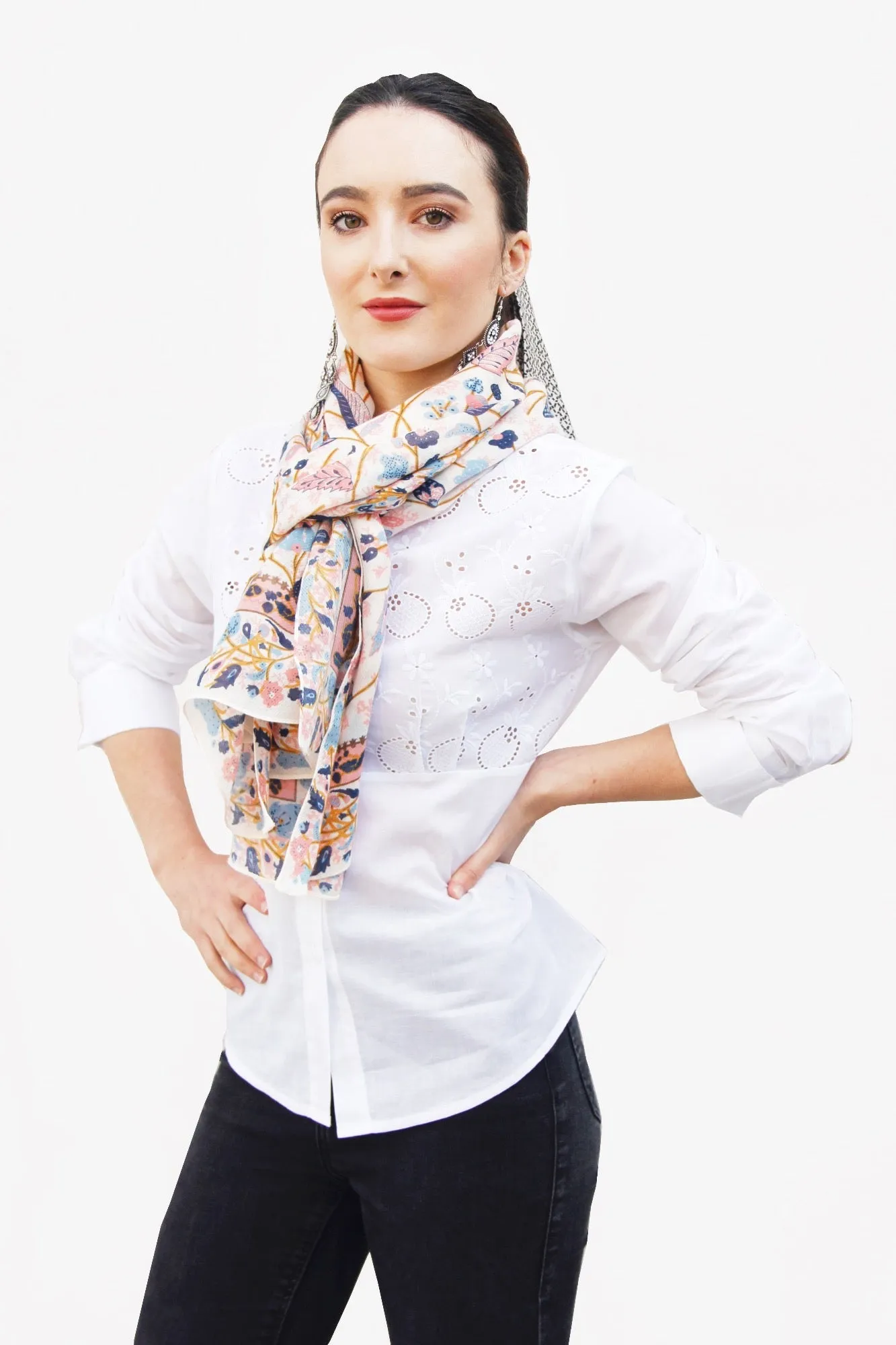 Paisley Flower Print Women's Cotton Scarf