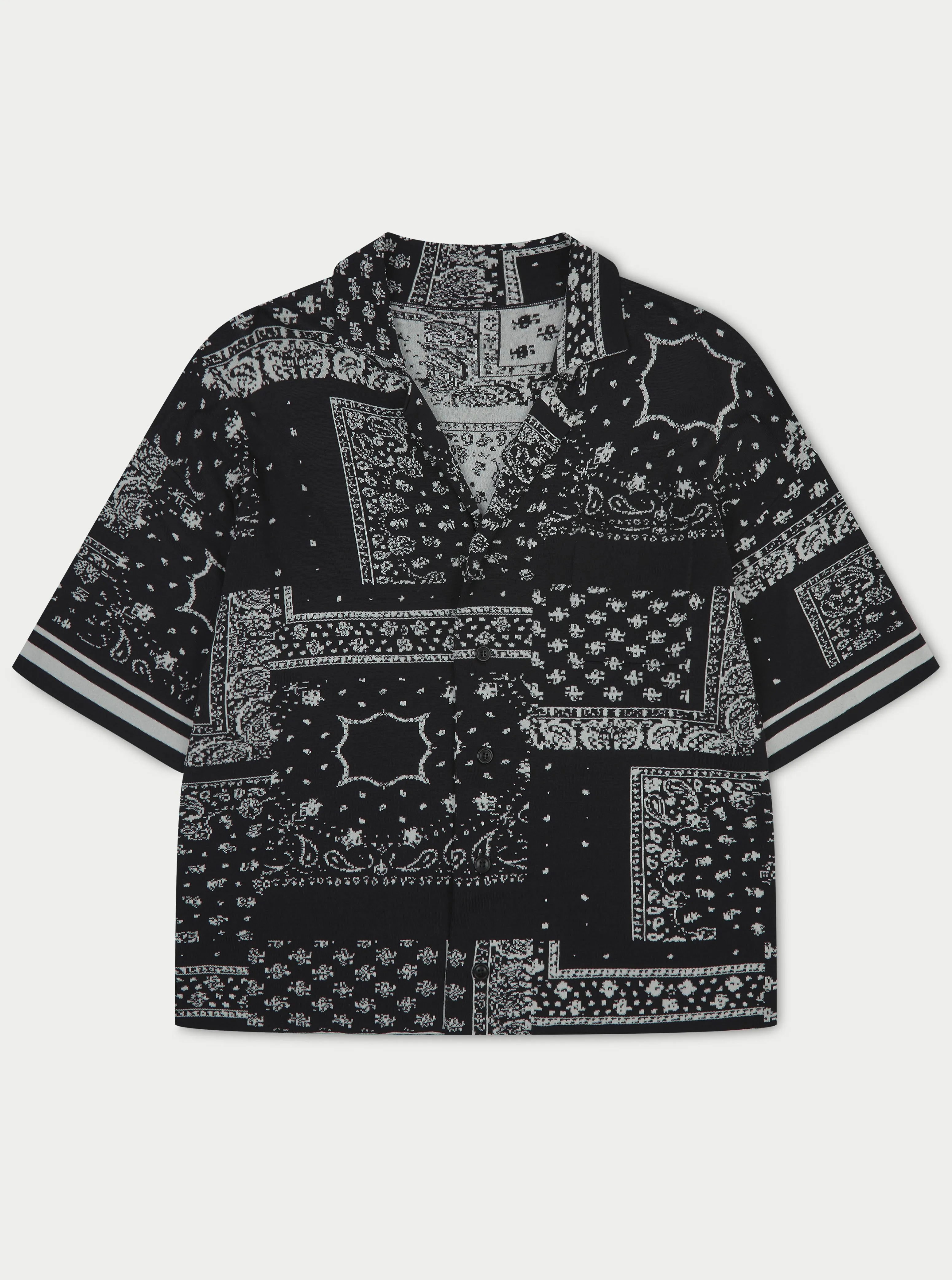 PAISLEY KNITTED SHIRT - BLACK