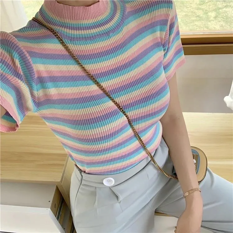 Pastel striped crop top 🍭🍬