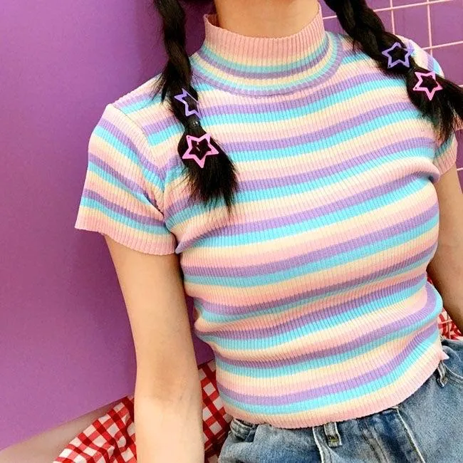 Pastel striped crop top 🍭🍬