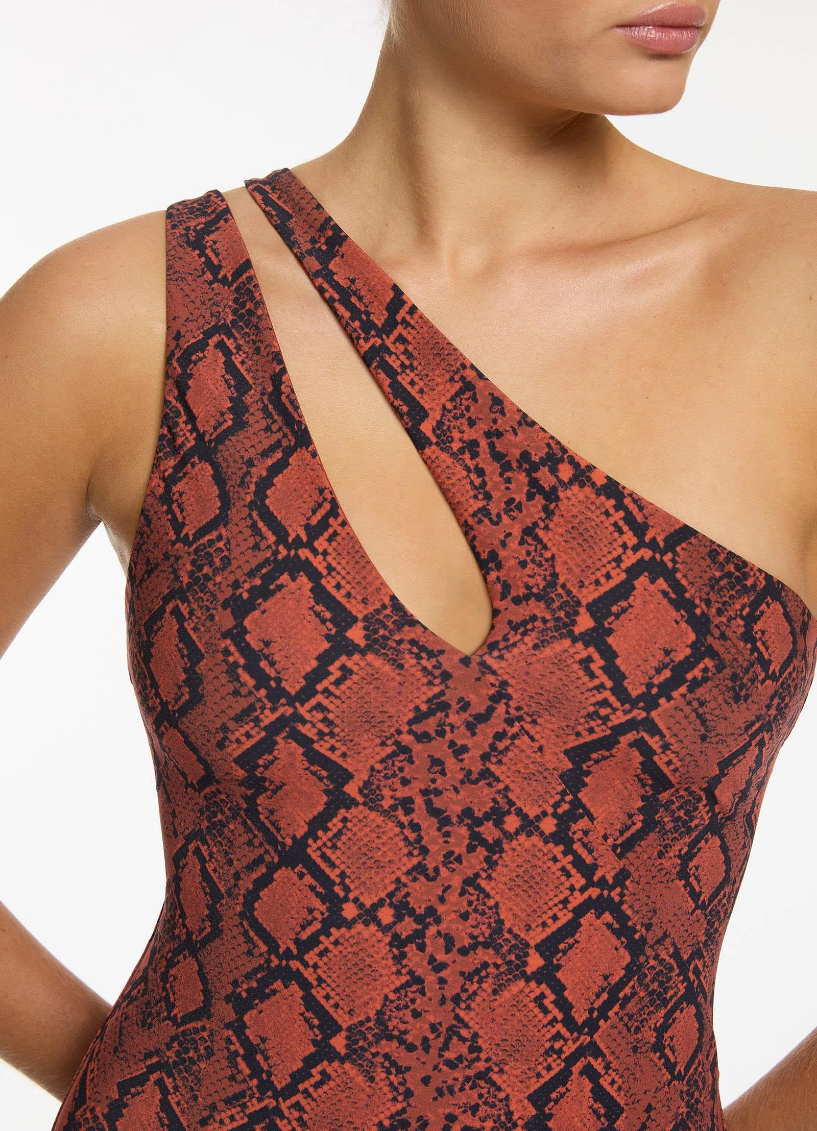 Python Splice One Shoulder One Piece - Spice