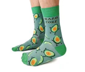 "Hard Core Avocado" Cotton Crew Socks by Uptown Sox - Large