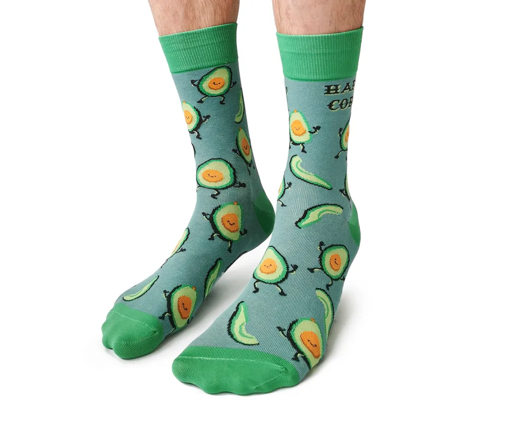 "Hard Core Avocado" Cotton Crew Socks by Uptown Sox - Large