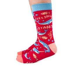 "Naughty Narwhal" Cotton Crew Socks by Uptown Sox - Medium