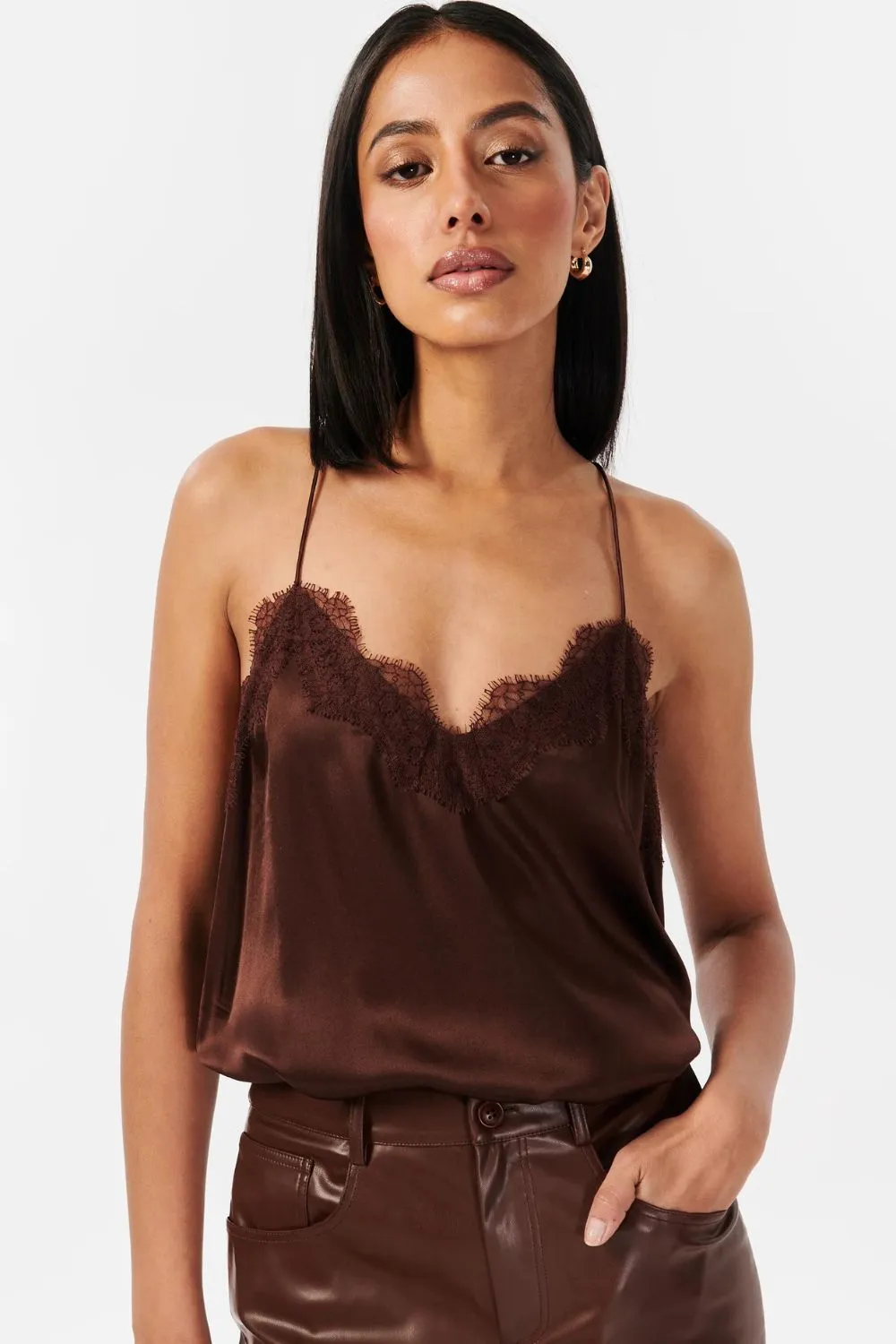 Racer Charmeuse Camisole in Java