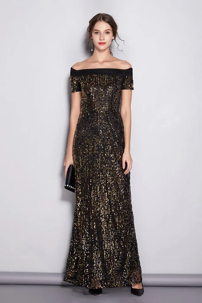 Sequin Off-shoulder Gown