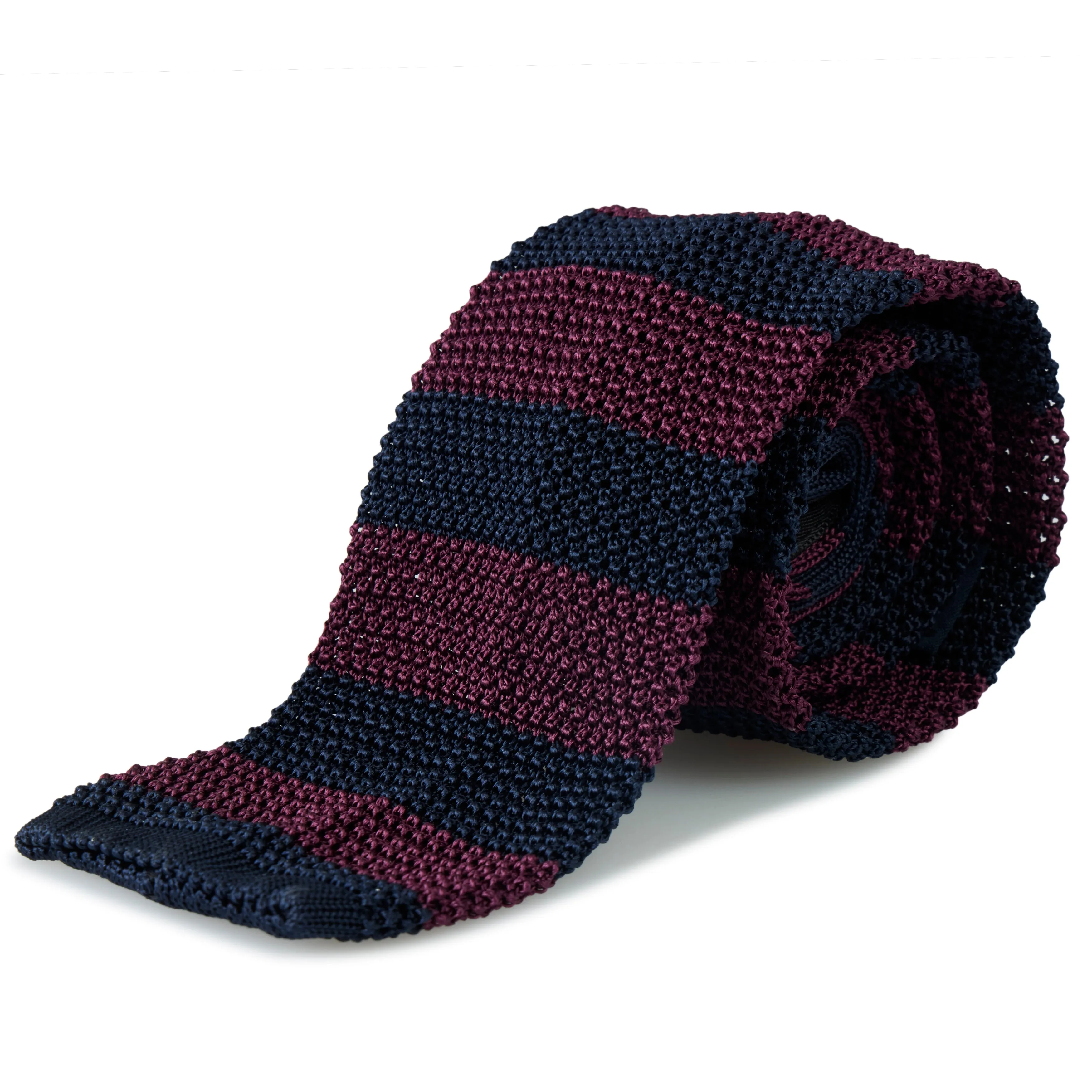 Silk Stripe Flat-End Knit Tie