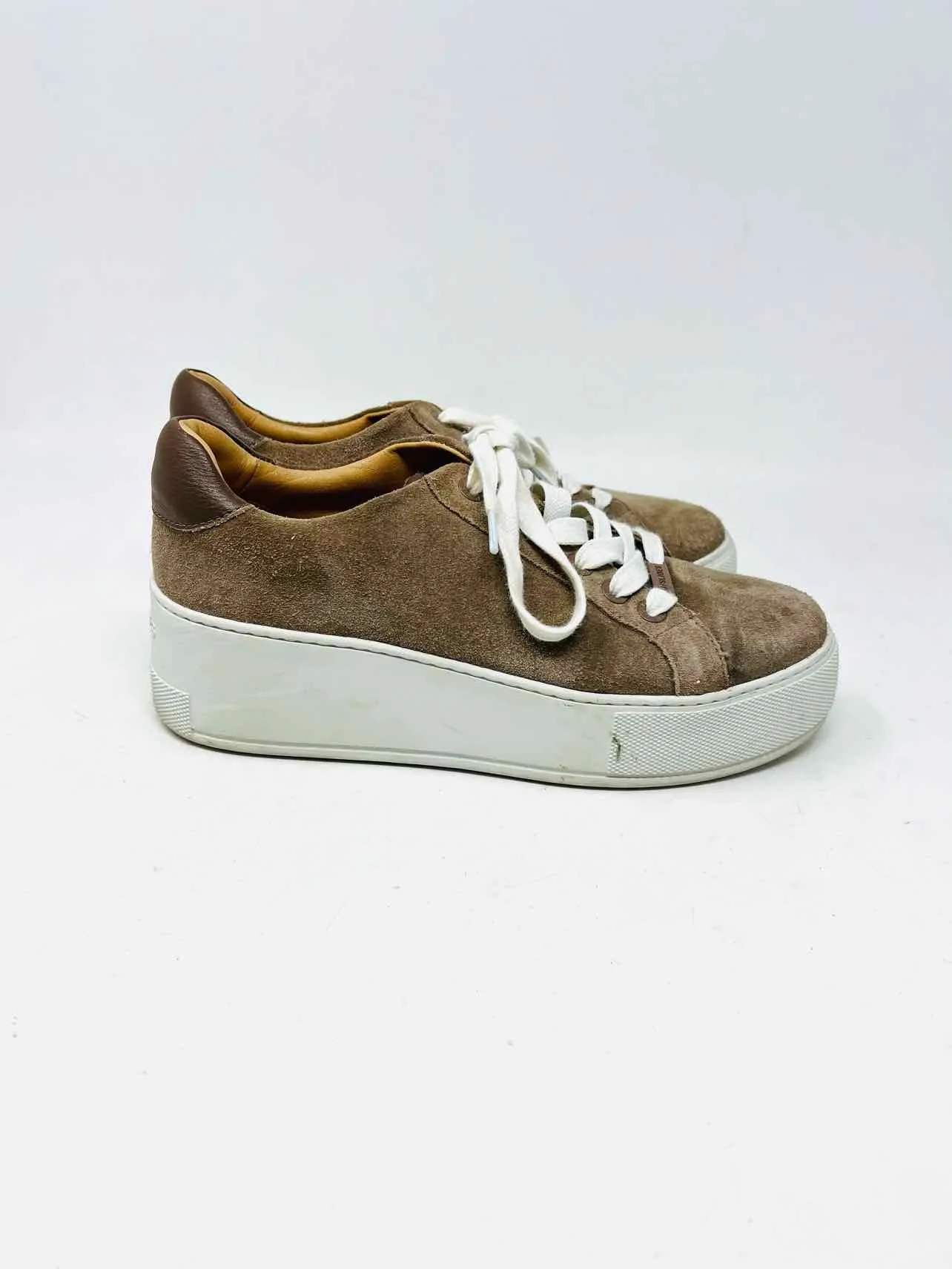 Size 6 Brown/White Lace-Up Suede Shoes Sneakers