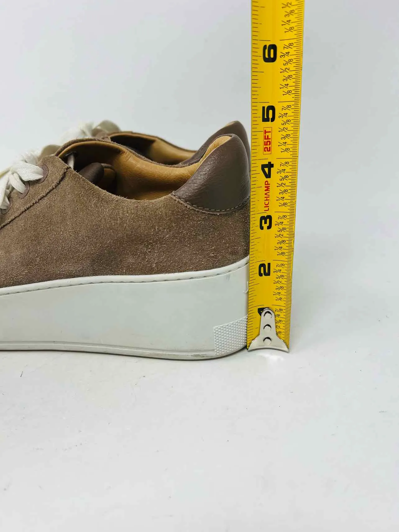 Size 6 Brown/White Lace-Up Suede Shoes Sneakers