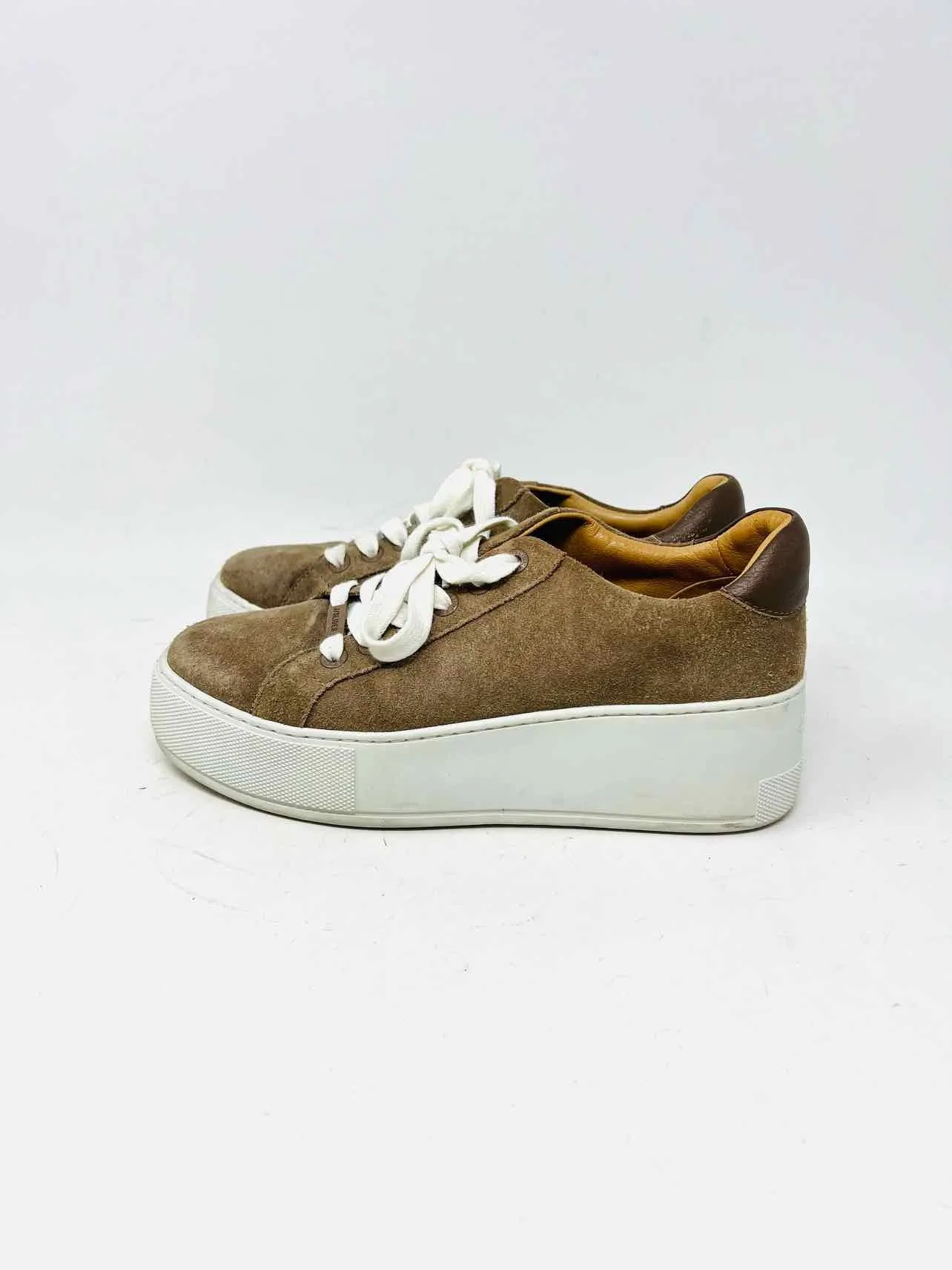 Size 6 Brown/White Lace-Up Suede Shoes Sneakers