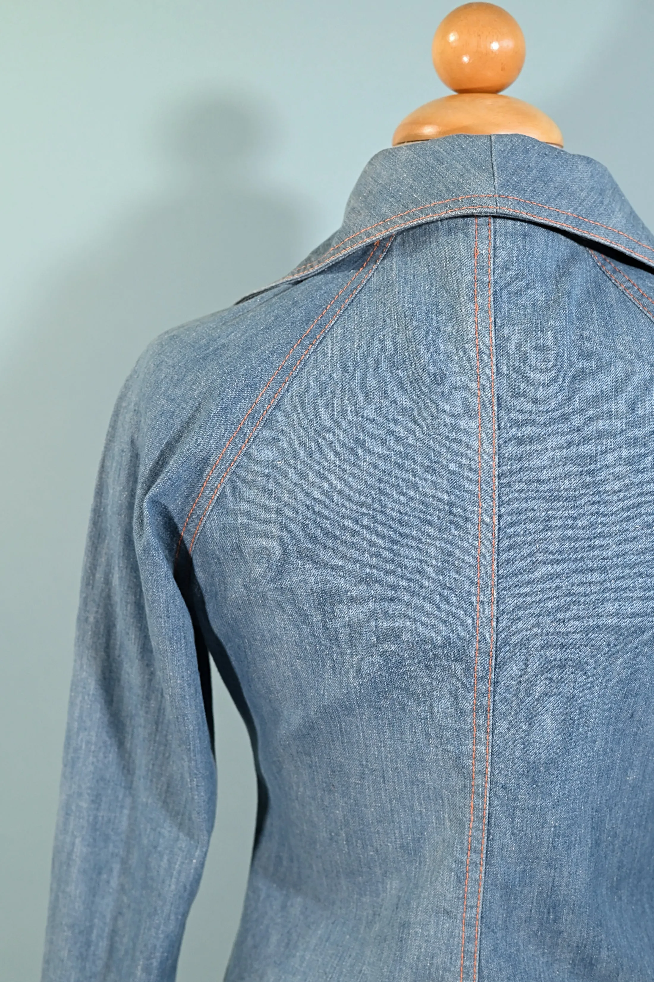 SOLD 60s/70s Light Wash Denim Jacket, Zippers/Pockets Condor California S