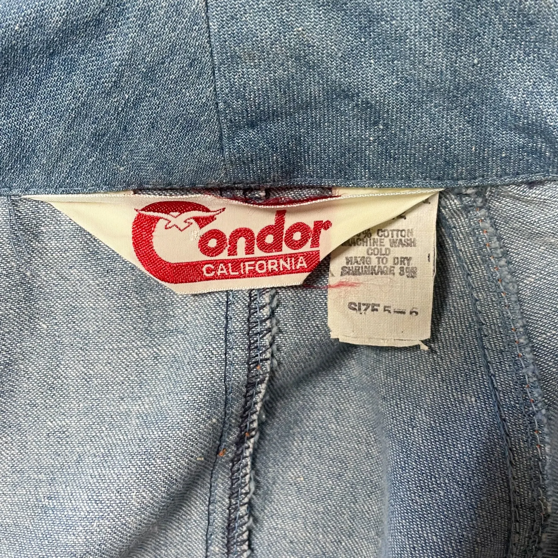 SOLD 60s/70s Light Wash Denim Jacket, Zippers/Pockets Condor California S