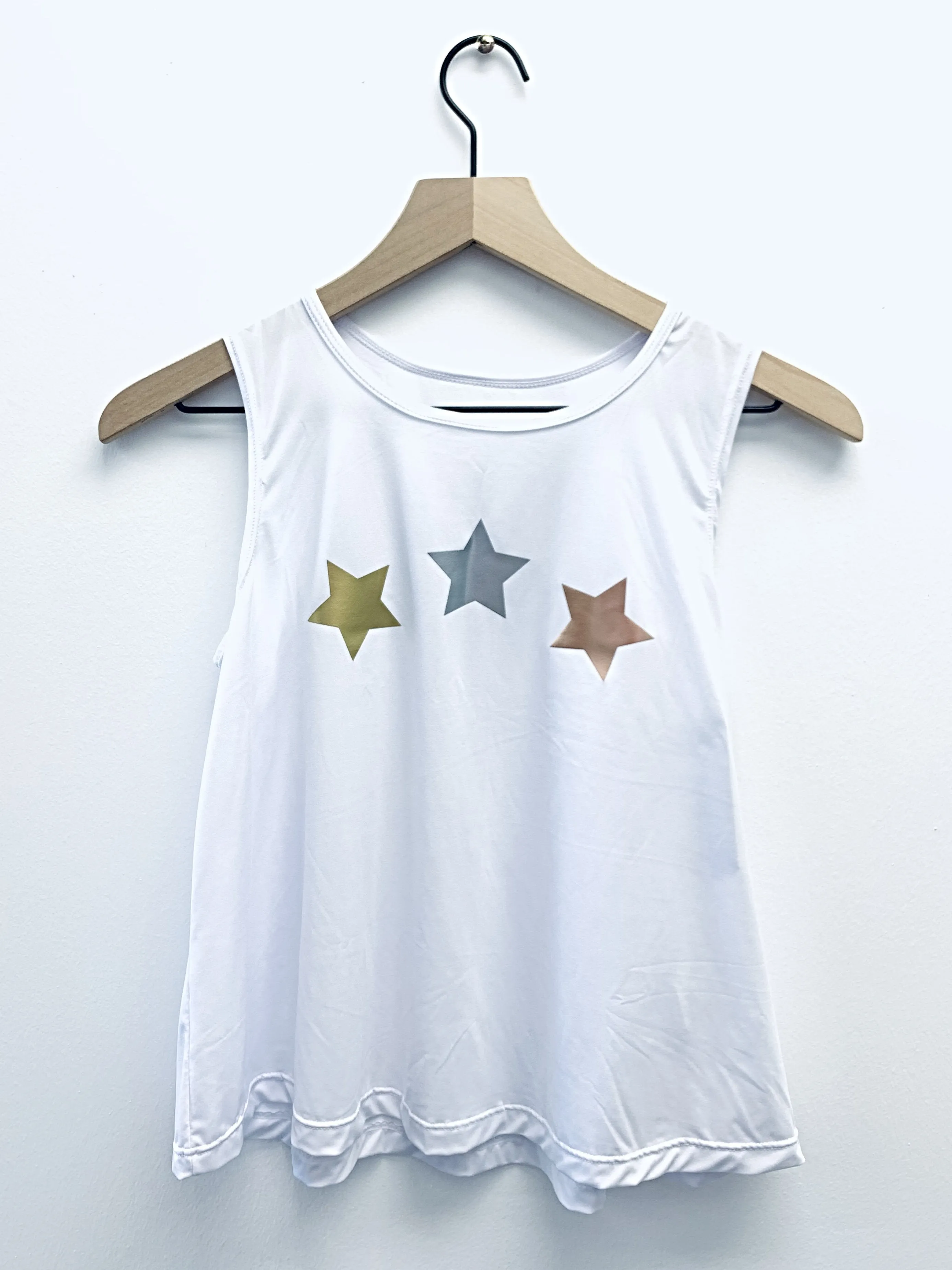 Stars Gold Silver Rose Gold White Tank