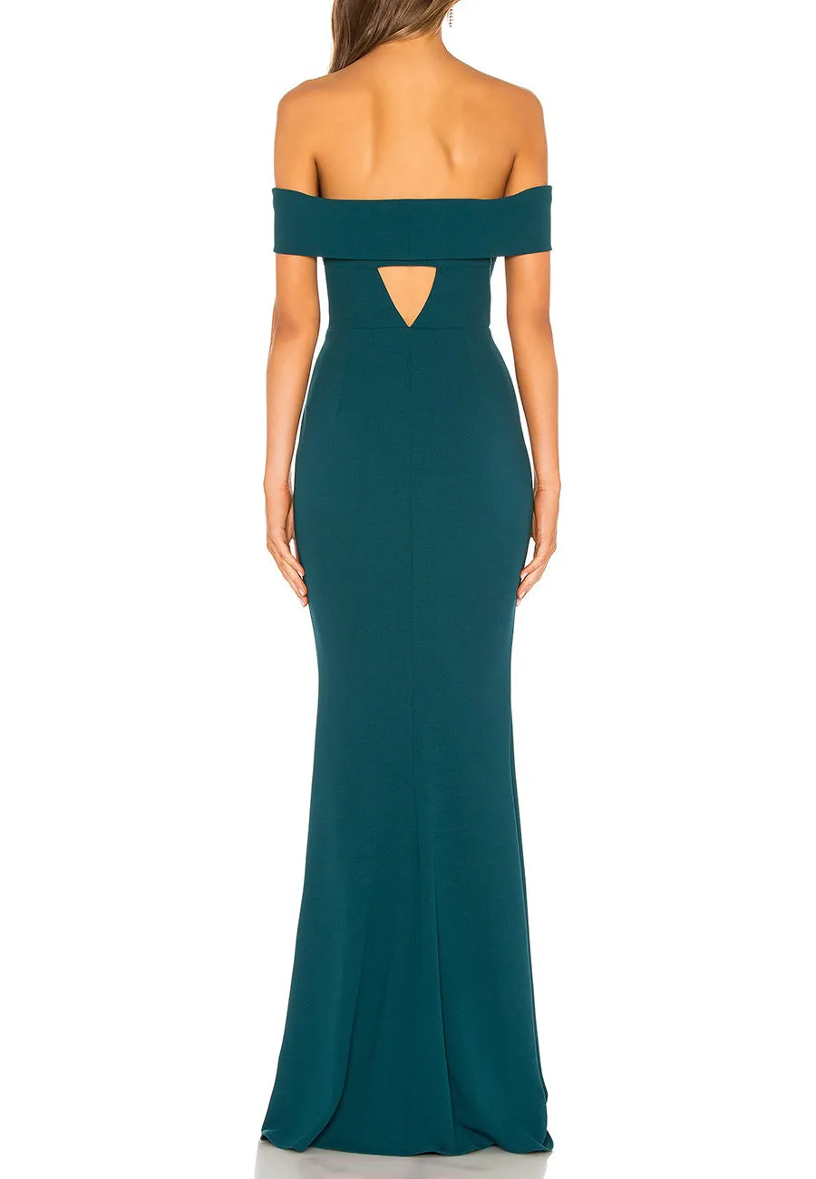 Teal Off Shoulder Back Cutout Legacy Gown