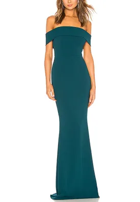 Teal Off Shoulder Back Cutout Legacy Gown