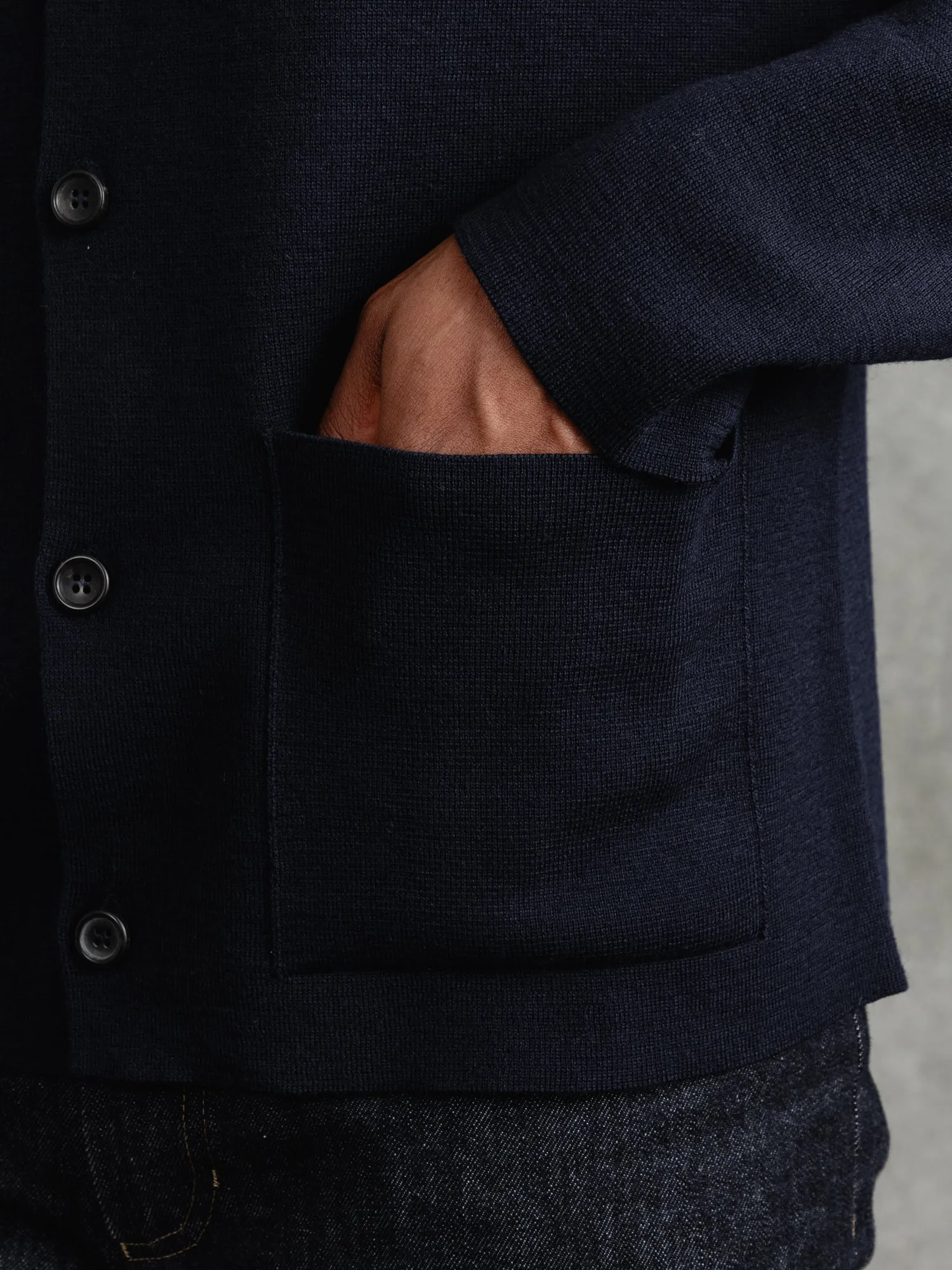 The Merino Knitted Jacket - Midnight